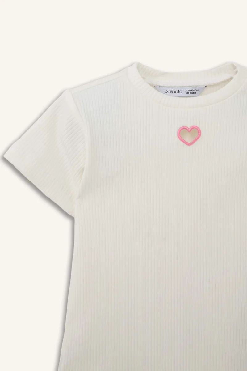 DeFacto Baby Girl Printed Crew Neck Short Sleeve T-Shirt