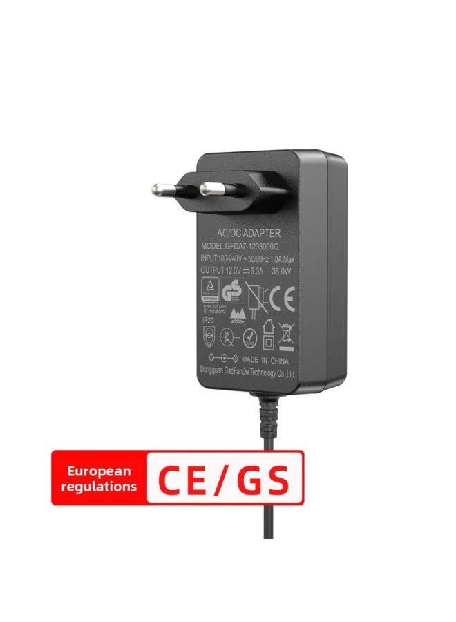 Applicable Cosmetic Mirror Lamp 12V3A Adapter 3C Certification European CE Australian SAA British Standard 12V3A Power Adapter-Color:CE/GS Certification-Specifications:Cable Length 1.2m Dc Head Type-c - Image 1