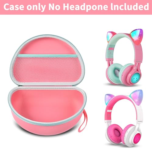 PAIYULE Headphone Case for Riwbox CT-7 Pink/for Jack CT-7S Cat Green 3.5mm/ for iClever IC-HS01/for Picun/for FosPower Bluetooth Wireless Over-Ear Headphones Headset for Kids-Box Only,Pink - Image 3
