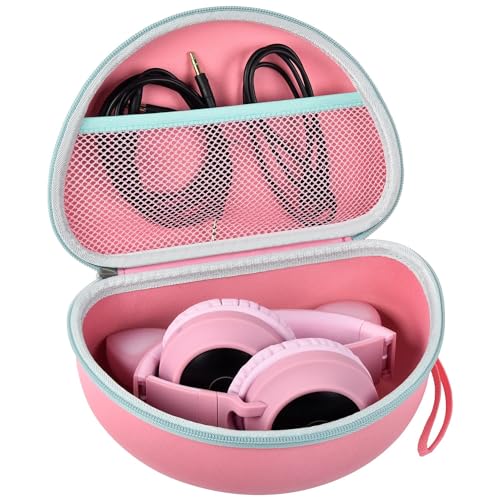PAIYULE Headphone Case for Riwbox CT-7 Pink/for Jack CT-7S Cat Green 3.5mm/ for iClever IC-HS01/for Picun/for FosPower Bluetooth Wireless Over-Ear Headphones Headset for Kids-Box Only,Pink - Image 1