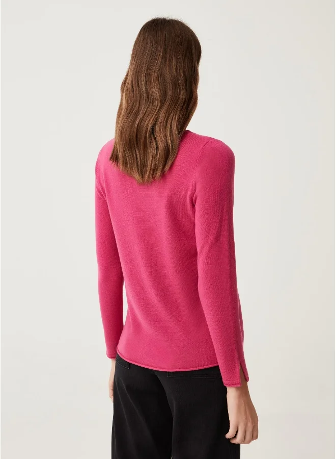 او في اس Ovs Womens Long-Sleeved Top With Small Splits