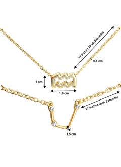 PEORA Peora Women Aquarius Horoscope Zodiac Sign Pendant Necklace & Bracelet Combo Set Constellations Jewellery  - Image 3