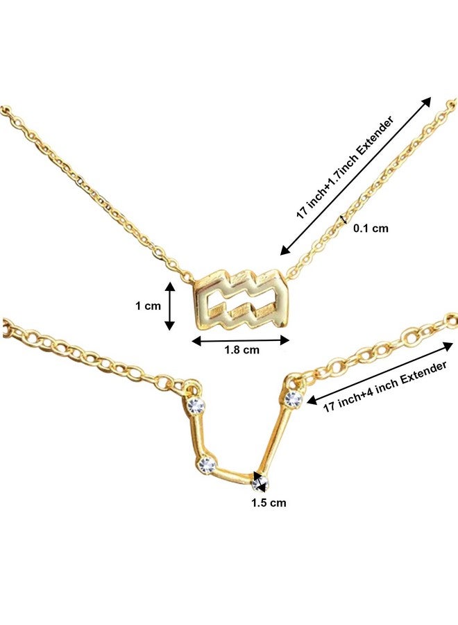 بيورا مجموعة قلادة وسوار من علامة برج الدلو للنساء من بيورا، مجموعة مجوهرات الأبراج الفلكية - Image 3