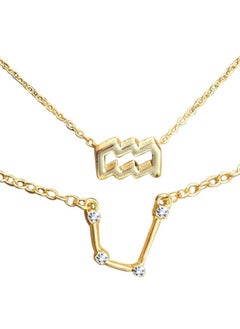 PEORA Peora Women Aquarius Horoscope Zodiac Sign Pendant Necklace & Bracelet Combo Set Constellations Jewellery  - Image 1