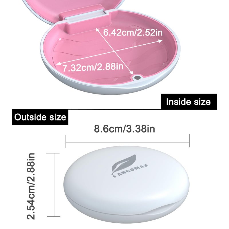 ARGOMAX Aligner Case, Retainer Case Compatible with Invisalign, Braces Box, 1 Piece Orthodontic Box (White + Rose Red Silicone). - Image 2