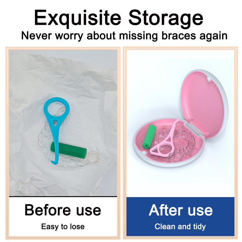 ARGOMAX Aligner Case, Retainer Case Compatible with Invisalign, Braces Box, 1 Piece Orthodontic Box (White + Rose Red Silicone). - Image 5