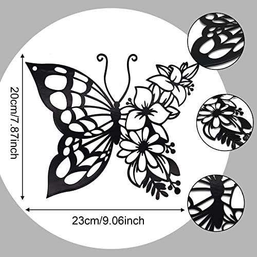 EZ4ENCE Butterfly Decoration Wall Art Boho Home Decor Hanging Appearance Metal Flower for Bedroom Living Room Wall,Black(Medium) - Image 5