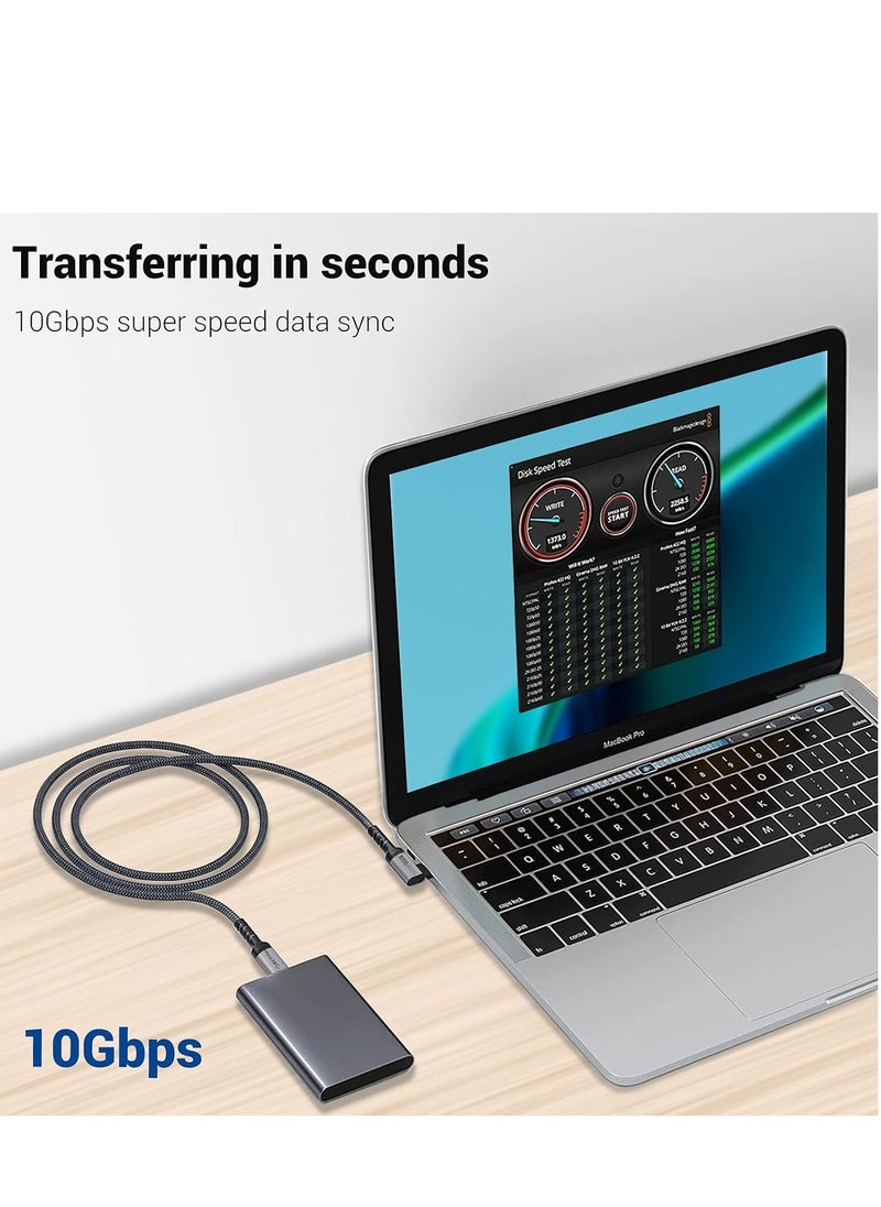 SYOSI - USB C to USB C Cable 100W USB 3.1 Fast Charg-ing Cord 90 Degree 20V/5A Type C PD Cable for iPhone 15/15 Plus/15 Pro/15 Pro Max/MacBook Pro 2022/iPad Pro 2022 2Pack 6.6ft Right Angle - Image 1