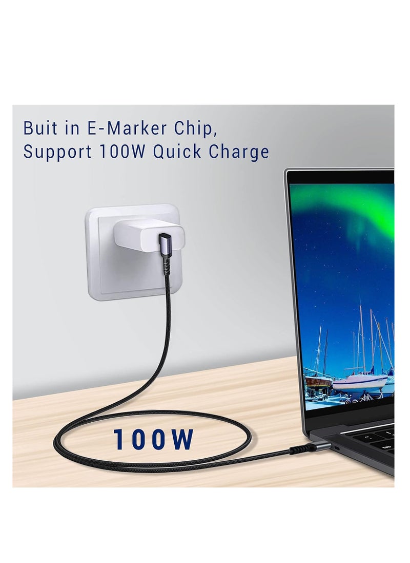 SYOSI - USB C to USB C Cable 100W USB 3.1 Fast Charg-ing Cord 90 Degree 20V/5A Type C PD Cable for iPhone 15/15 Plus/15 Pro/15 Pro Max/MacBook Pro 2022/iPad Pro 2022 2Pack 6.6ft Right Angle - Image 1