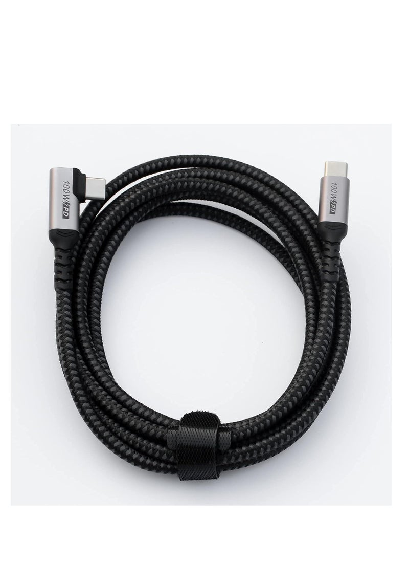SYOSI - USB C to USB C Cable 100W USB 3.1 Fast Charg-ing Cord 90 Degree 20V/5A Type C PD Cable for iPhone 15/15 Plus/15 Pro/15 Pro Max/MacBook Pro 2022/iPad Pro 2022 2Pack 6.6ft Right Angle - Image 1
