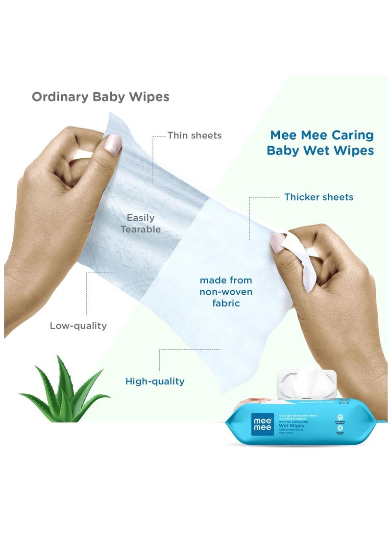 Mee Mee Caring Baby Wet Wipes with lid 72 Pcs Aloe Vera Pack of 3 - Image 2
