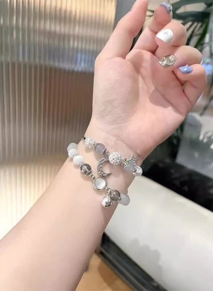 نجمة القمر الكريستال سلسلة عين القط حجر الراين النقي اليد الرياضة حزام السلطة ووتش أبل الجميلة فلاش ووتش حزام التفاح S7 / 8 / 9E 44mm - Image 2