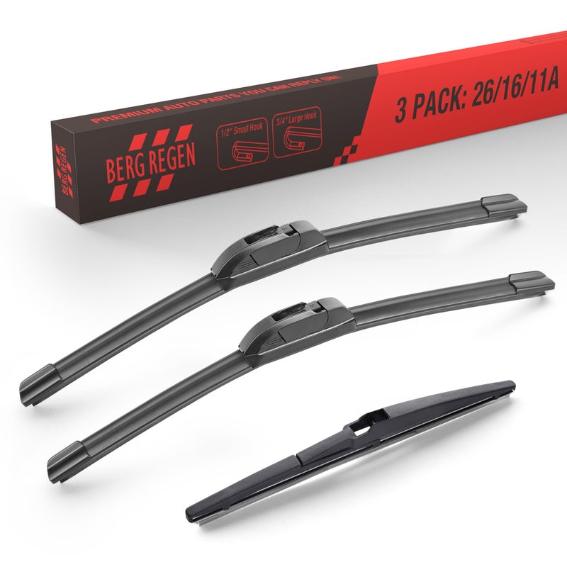 BERG REGEN 3 Wipers Windshield Wiper Blades Replacement for Hyundai Accent 20172012 Kia Rio 20172012 Premium AllSeason Automotive Original Equipment Wiper Blades Set 261611 Set of 3