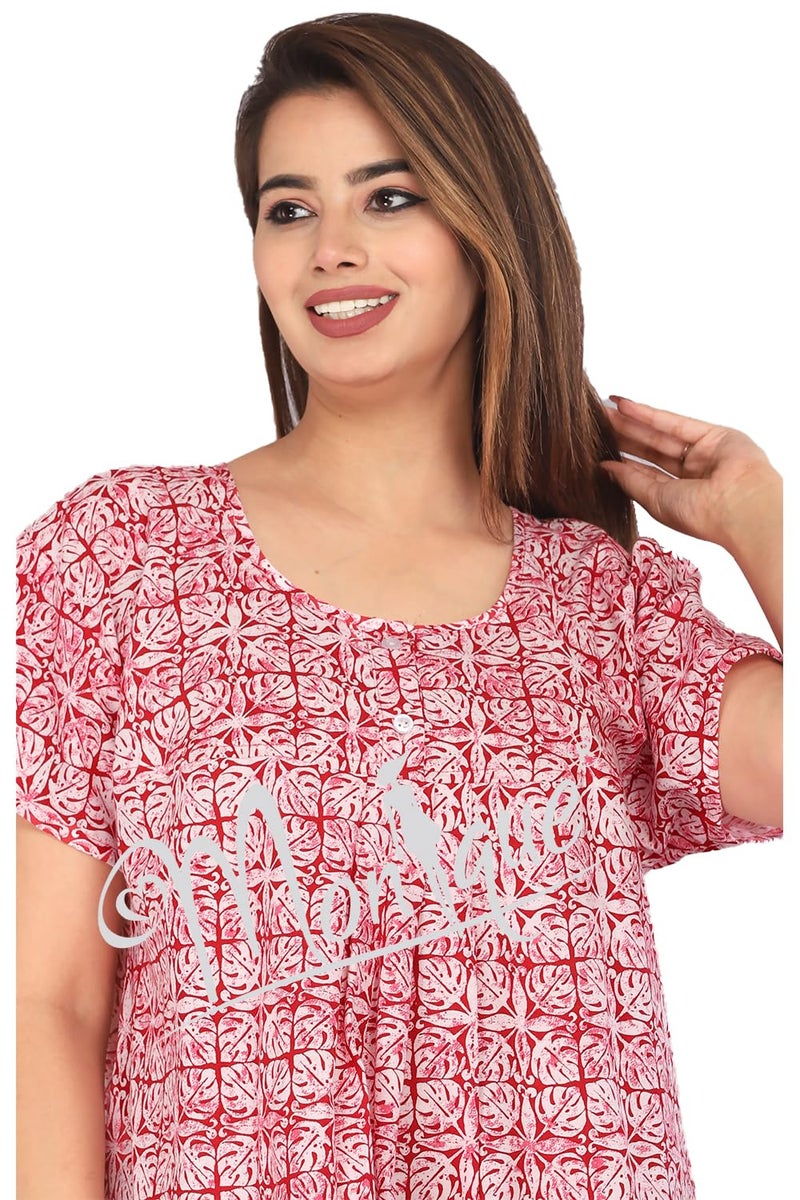Monique Brand Cotton Nighty for Women — Floral Printed Stylish Night Gown, Comfortable Sleepwear Long Nightwear, Maxi- Free Size (Size - M to XXL-44) - Image 2