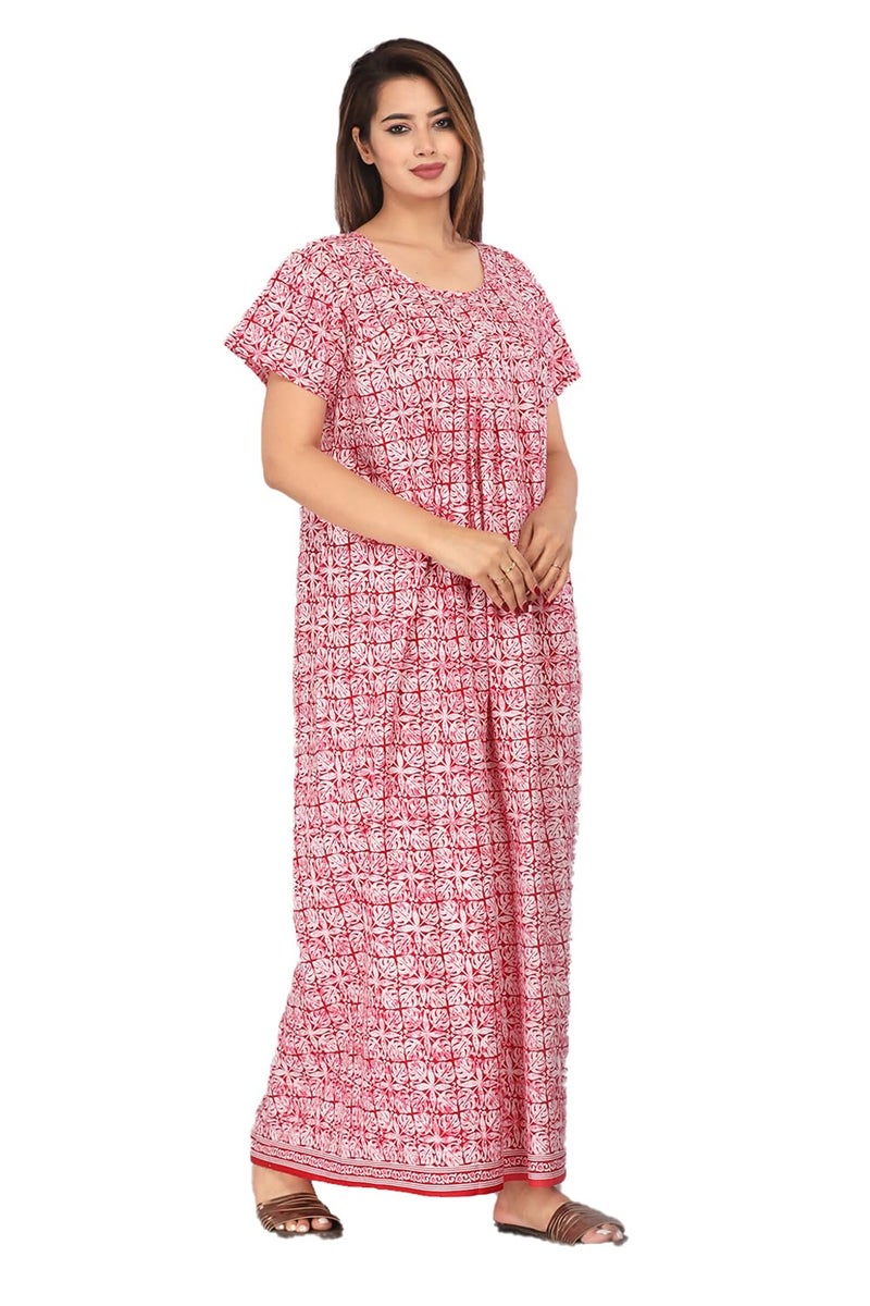 Monique Brand Cotton Nighty for Women — Floral Printed Stylish Night Gown, Comfortable Sleepwear Long Nightwear, Maxi- Free Size (Size - M to XXL-44) - Image 5