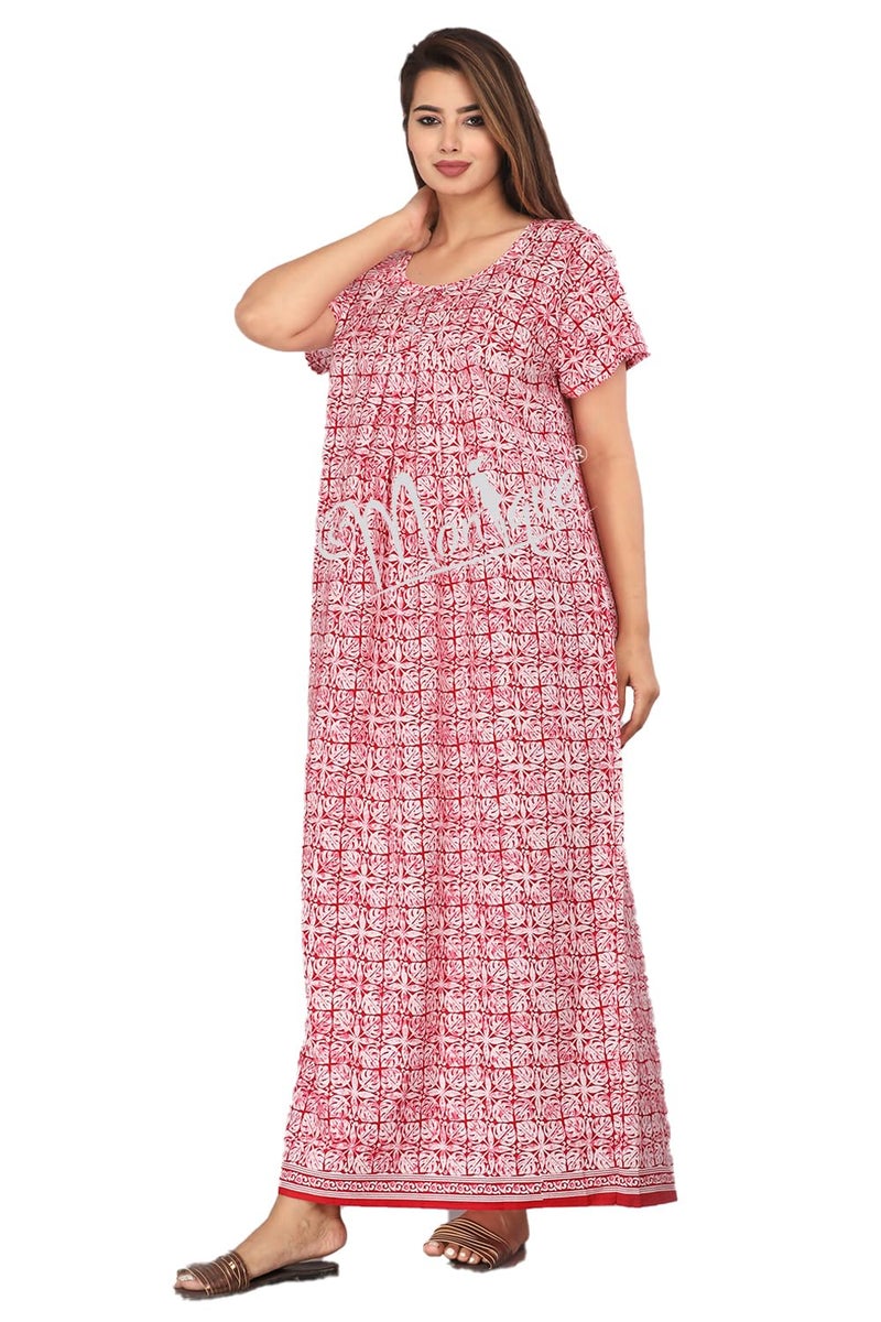 Monique Brand Cotton Nighty for Women — Floral Printed Stylish Night Gown, Comfortable Sleepwear Long Nightwear, Maxi- Free Size (Size - M to XXL-44) - Image 3