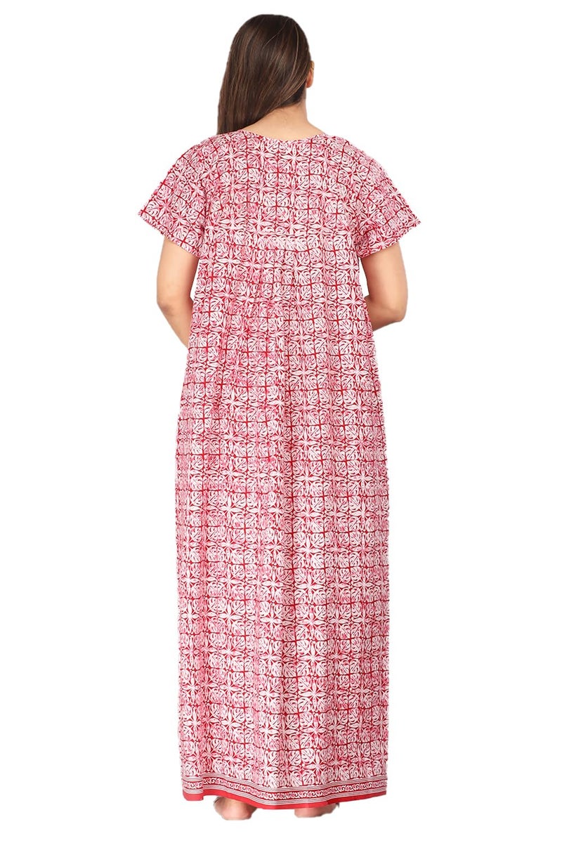 Monique Brand Cotton Nighty for Women — Floral Printed Stylish Night Gown, Comfortable Sleepwear Long Nightwear, Maxi- Free Size (Size - M to XXL-44) - Image 4