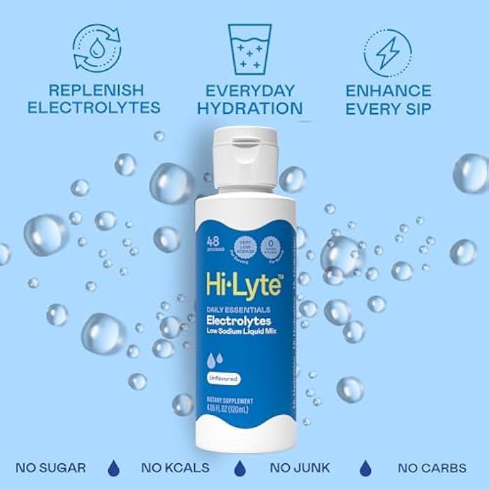 Hi-Lyte Low Sodium Electrolyte Supplement for Immune Support, Fasting and Rapid Hydration | 48 Servings | Magnesium, Potassium, Zinc | Unflavored Mineral Taste Drops - Image 3