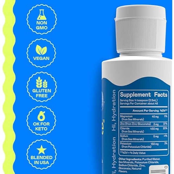 Hi-Lyte Low Sodium Electrolyte Supplement for Immune Support, Fasting and Rapid Hydration | 48 Servings | Magnesium, Potassium, Zinc | Unflavored Mineral Taste Drops - Image 5