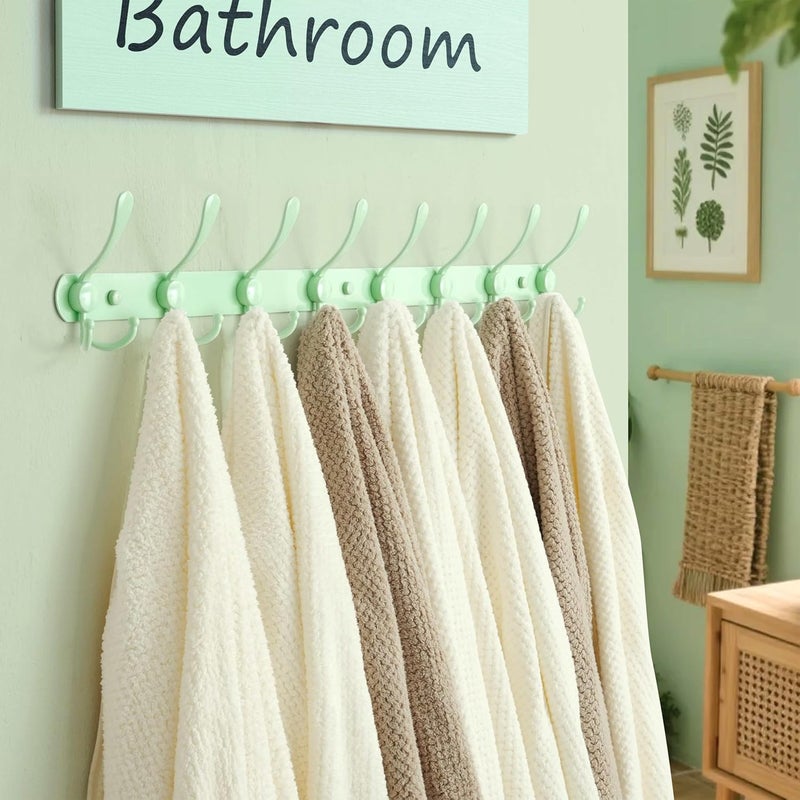 Dseap Reliable daily use design Coat Rack Wall Mount - 29.5” Long 8-Tri-Hooks Heavy Duty Coat Hanger Rail Wall Hooks for Hanging Coats Hats Clothing Clothes Purse Mudroom Entryway, Green Global sizing options - Image 4