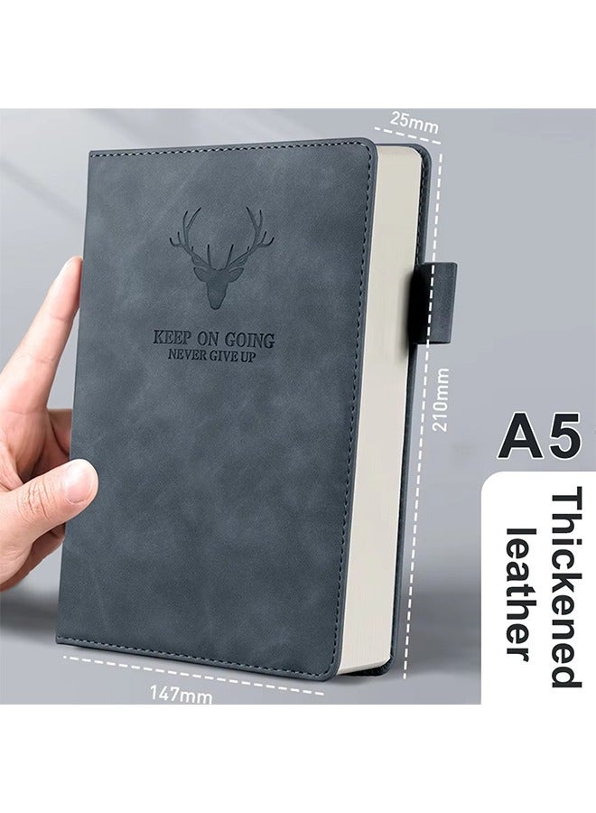 Generic A5 Leather Notebook Elegant Loose Leaf Business Notebook Notepad,Meeting Notebook Pen Holder  - Image 2