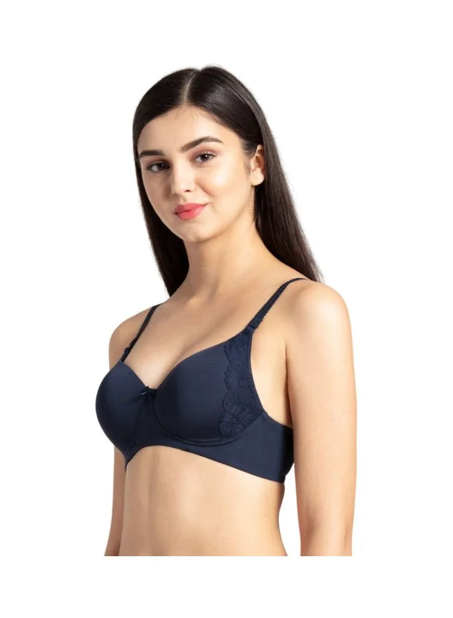 جوكي Jockey 1816 Women Wire free Padded Soft Touch Microfiber Nylon Elastane Stretch Full Coverage Lace Styling Multiway T Shirt Bra