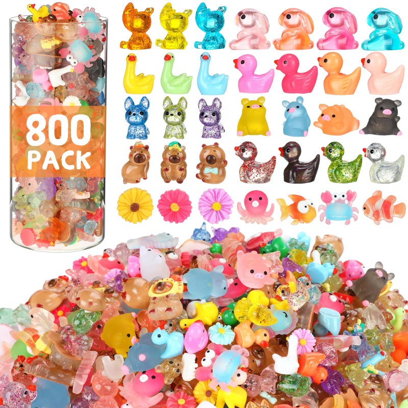Barydat 800 Pcs Mini Resin Animals Figures Bulk Miniature Garden Accessories for Pranks Hide Party Gift Duck Tiny Resin for Crafts Micro Landscape Plant Pots (Novel) - Image 1