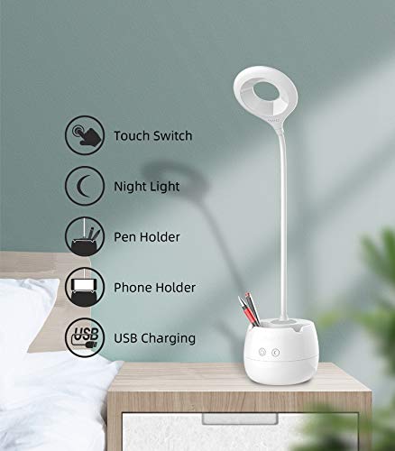 IDOLESHOP 3 Shades Touch Control and Mobile Holder Design with Night Table Lamp 5 in One (White) - Image 4