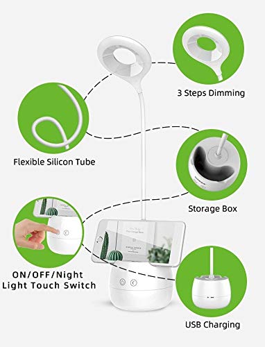 IDOLESHOP 3 Shades Touch Control and Mobile Holder Design with Night Table Lamp 5 in One (White) - Image 2