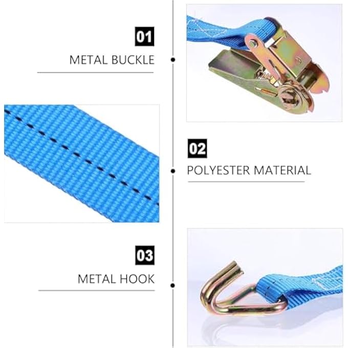 HEAVY DUTY RATCHET STRAPS 2 TON X 10 METER – CARGO LASHING & TIE DOWN STRAPS WITH HOOKS FOR SECURING LOADS, TRUCK, TRAILER, AND MOVING SUPPLIES - Image 2