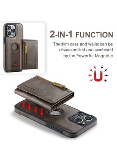 CaseMe Wallet Case for iPhone 15 Pro MAX DGMING Premium Leather Phone Case Back Cover Magnetic Detachable with Trifold Wallet Card Holder Pocket - Coffee - pzsku/Z7108ABF6D64615BE61D0Z/45/_/1727636235/392e2225-7a47-498f-8386-581750d2f602