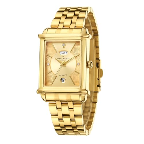 Daniel Hechter Paris Etoile Collection Watch for Men Two-Tone Analog Watch Silver Rectangular Dial, Gold & Silver Stainless Steel Strap, Day & Date Display, Quartz Movement Stylish Formal - Image 1