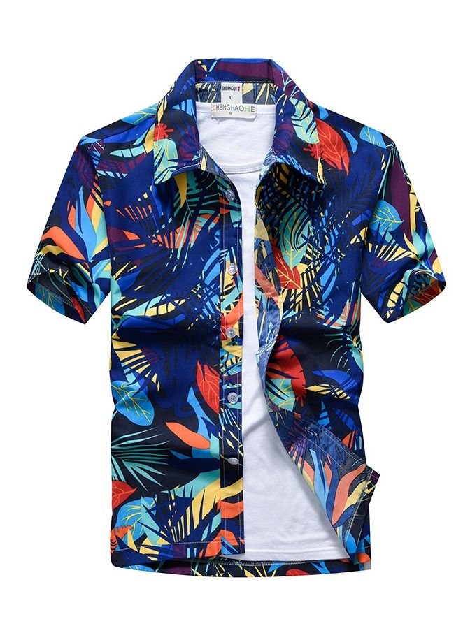 Loquat Summer Short Sleeve Shirt Men's Loose Beach Flower Shirt Hawaii Seaside Resort Travel Printed Shirt 