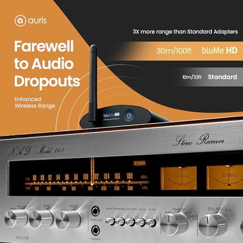 Auris Blume HD Long Range Bluetooth 5.3 Music Receiver Hi-Fi Audio Adapter with Audiophile DAC, LDAC & AptX HD for Home Stereo, AV Receiver or Amplifier - Image 4