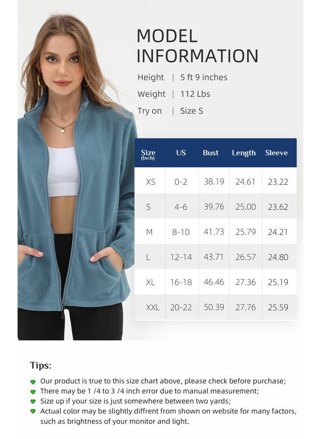 Argstar women's Jacket, Polar Fleece Coat with Zipper Pockets Lightweight Casual Outdoor Chaqueta de Lana para Mujeres Graylish Blue S, Graylish Blue, S - Image 4
