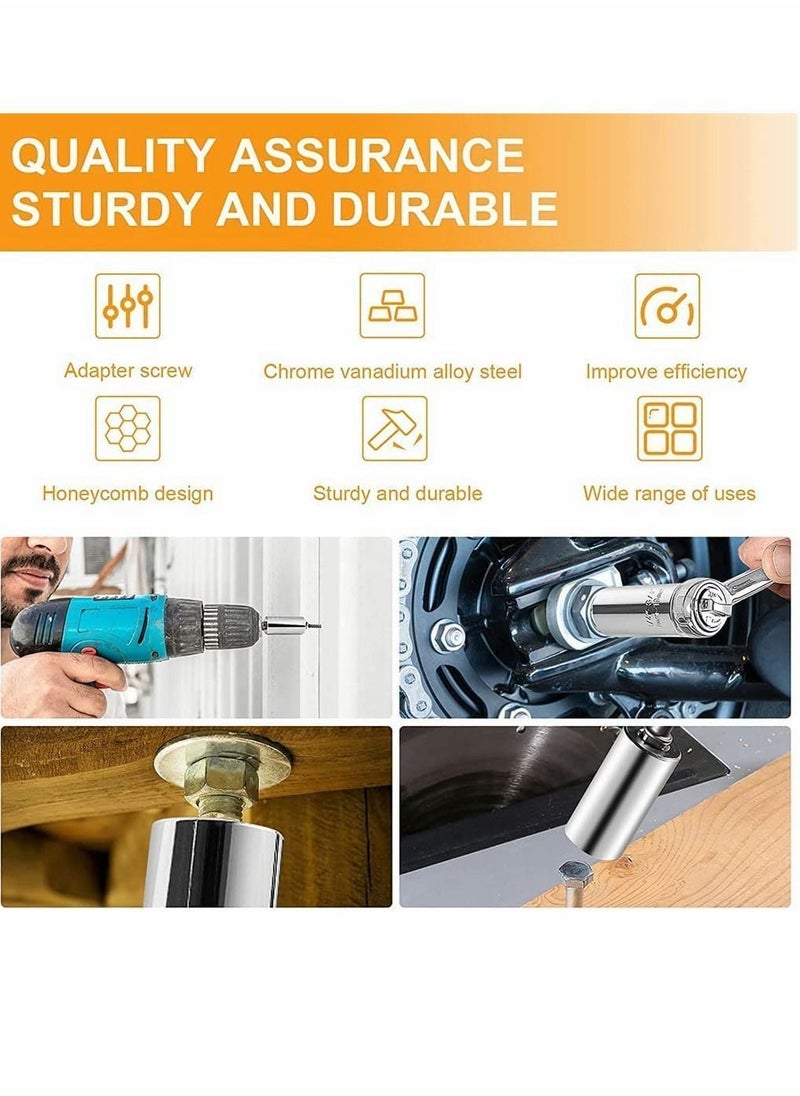 Y&D - Universal Socket, Socket Wrench with Electric Drill Adapter, Silver Self-Adjusting Set, Convenient and Durable DIY Tools for Men Him Husband Dad Father, 1Pcs, 7 - 19 MM - Image 1