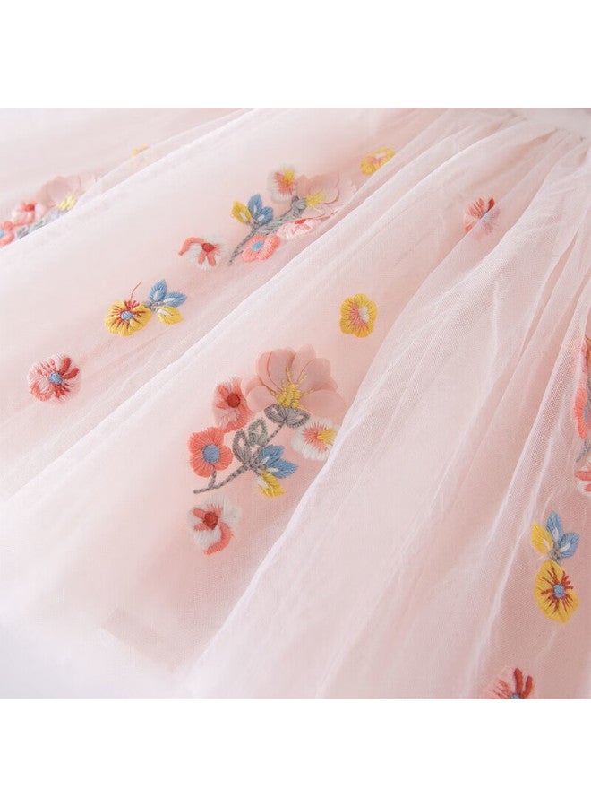 Dave & Bella Girls' Summer Dress Baby Princess Puff Dress Children's Pink Dress 110cm - Image 3