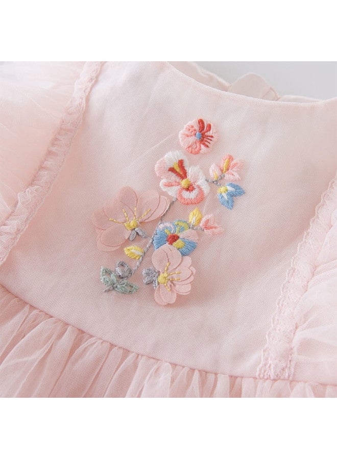 Dave & Bella Girls' Summer Dress Baby Princess Puff Dress Children's Pink Dress 110cm - Image 2