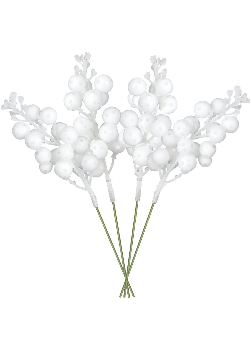 DearHouse DearHouse 14 Pack Christmas Glitter Berries Stems  7.8Inch Artificial Christmas Picks for Christmas Tree Ornaments  DIY Xmas Wreath  Crafts  Holiday and Home Decor (White)  - Image 1