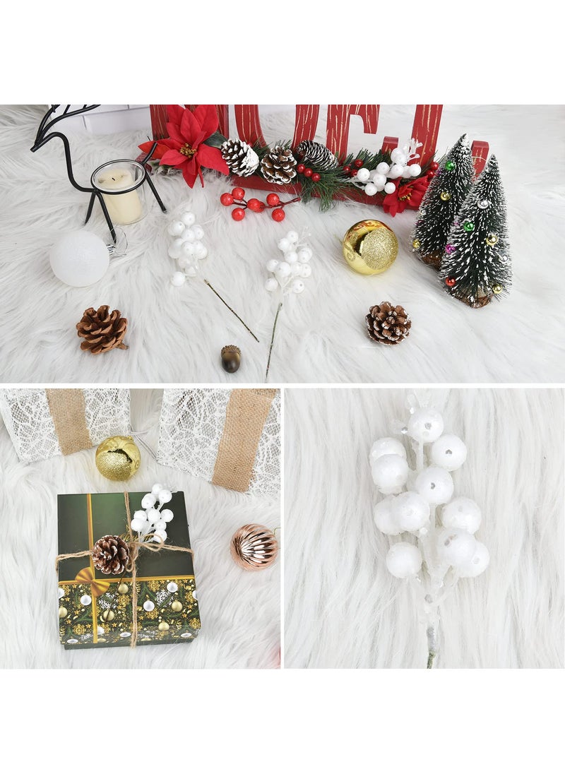 DearHouse DearHouse 14 Pack Christmas Glitter Berries Stems  7.8Inch Artificial Christmas Picks for Christmas Tree Ornaments  DIY Xmas Wreath  Crafts  Holiday and Home Decor (White)  - Image 4