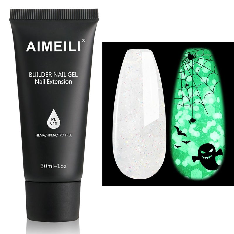 AIMEILI Poly Gel Builder Kit, Glow in the Dark, Hema Free Poly Nail Enhancement, DIY Salon Nail At Home Gift for Women - 019 - Image 1