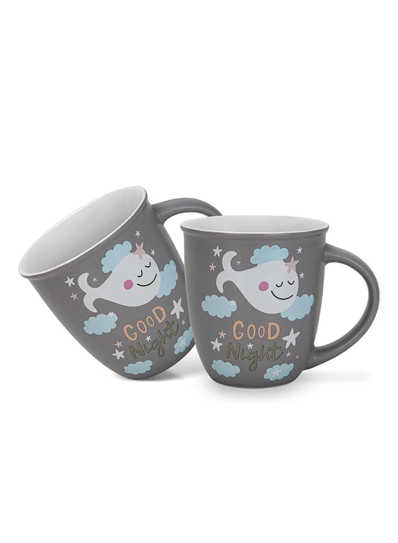 فيسمان 2-Piece Mugs 380ml Good Night Coffee Mugs Set Couple Mug Valentines Day, New Bone China with Non Slip Bottom Coffee Cups for for Tea, Coffee, Present For Her/Him, Surprise Gift For Heart Day