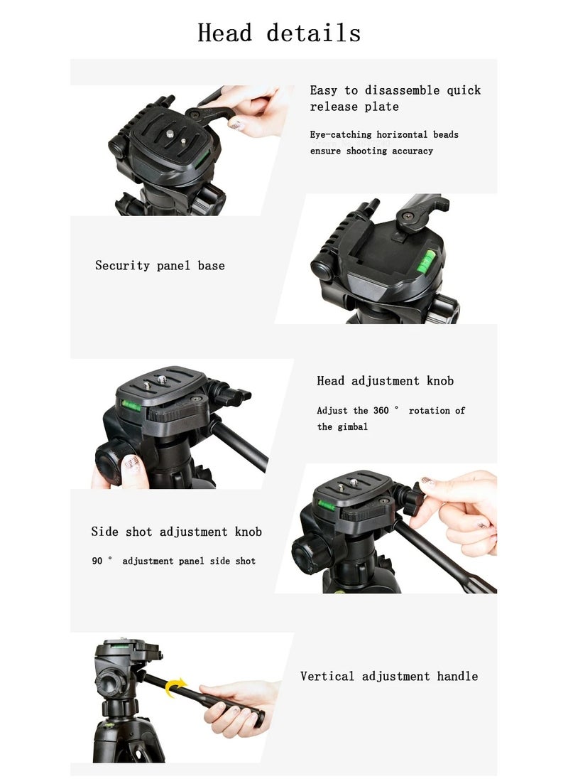 BC 55-Inch Camera Tripod Stand for iPhone, Android & DSLR – Lightweight Aluminum Tripod with 360° Rotating Holder, Wireless Remote & Carry Bag – Perfect for Video Recording & Photography  - Image 4