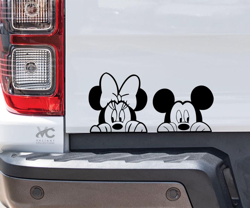VALIANT COLLECTIONS – Mickey Mouse & Minnie Mouse Stickers - Vinyl Decal for Car & Van-Indoor & Outdoor use for Long Lasting - Waterproof Quote Stickers for Laptop – VC 464 - Image 1