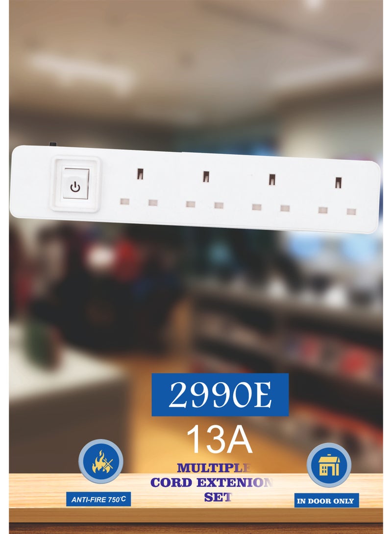 MOVAL Power Extension Cord 3m | 4 Socket Power Strip | Heavy Duty Extension Lead | Multi Plug Extension Cable for Home & Office - Image 2