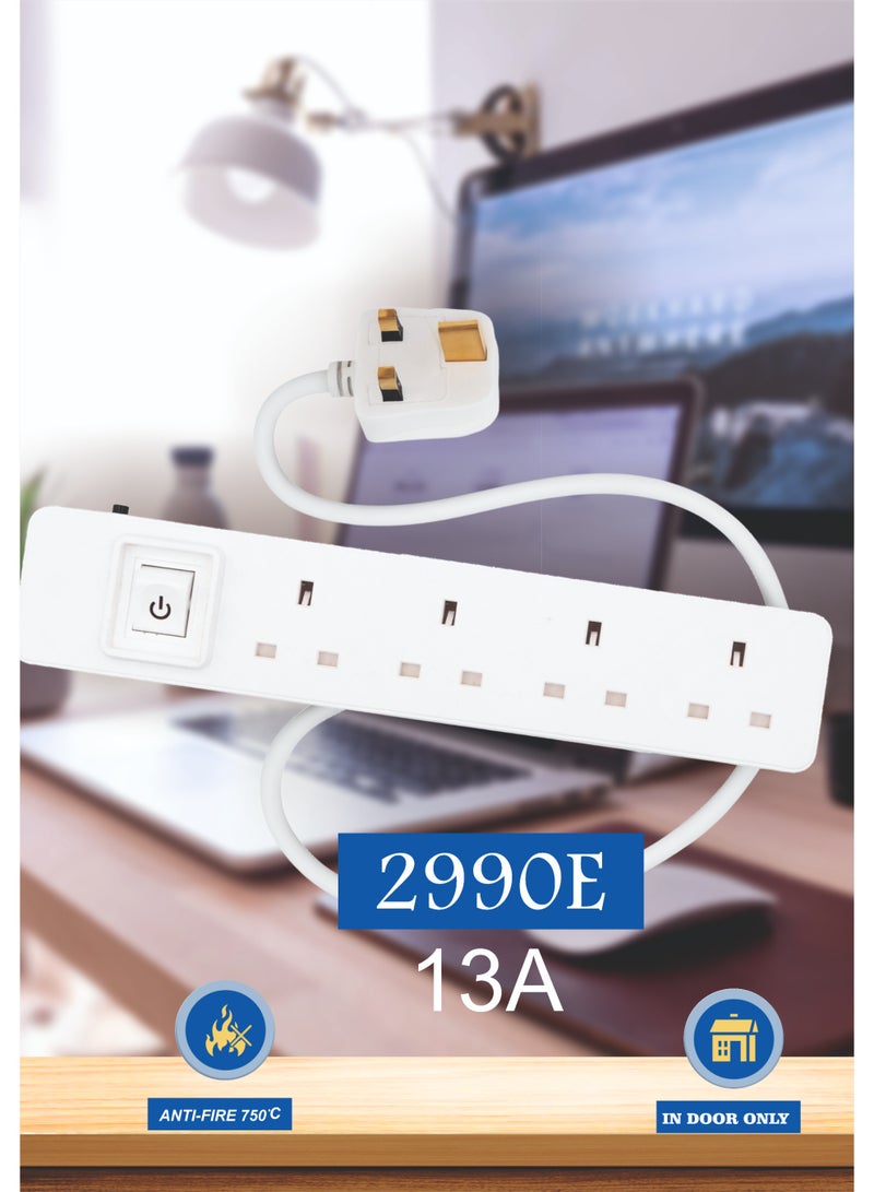 MOVAL Power Extension Cord 3m | 4 Socket Power Strip | Heavy Duty Extension Lead | Multi Plug Extension Cable for Home & Office - Image 5