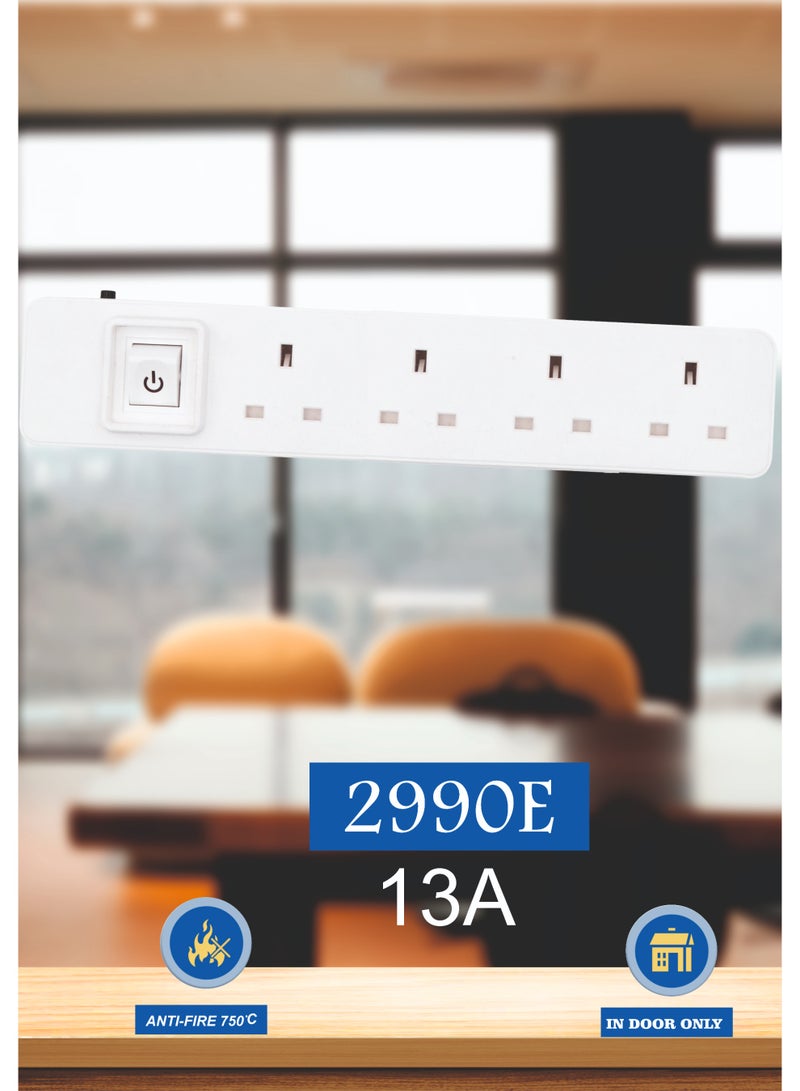 MOVAL Power Extension Cord 3m | 4 Socket Power Strip | Heavy Duty Extension Lead | Multi Plug Extension Cable for Home & Office - Image 4