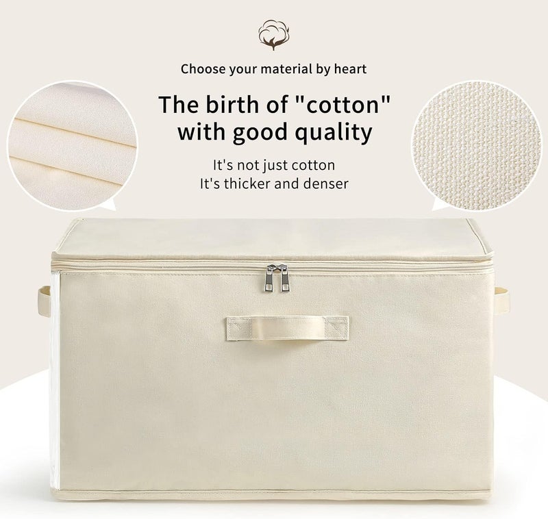 HOLLIO HOLLIO Extra Large Storage Box Cotton Canvas Clothes Storage Bags Saree Covers with Zip for Storage Specially Design for Woman Dresses Sarees Lehengas for Wardrobe Organizer SET OF 1 EXTRA LARGE  - Image 3