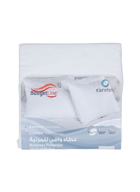 Waterproof and Breathable Budget Line Twin Mattress Protector White 120 x 200 + 30 cm 1002310