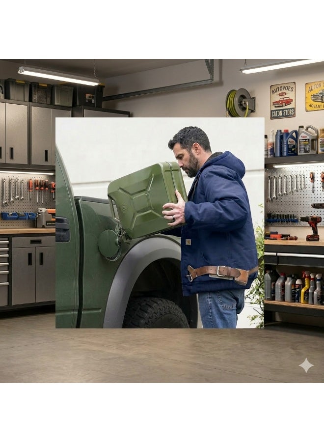 جالون بنزين حديد سعة  - خزان وقود ومياه شديد التحمل بتصميم عسكري - لون أخضر زيتي - Image 3